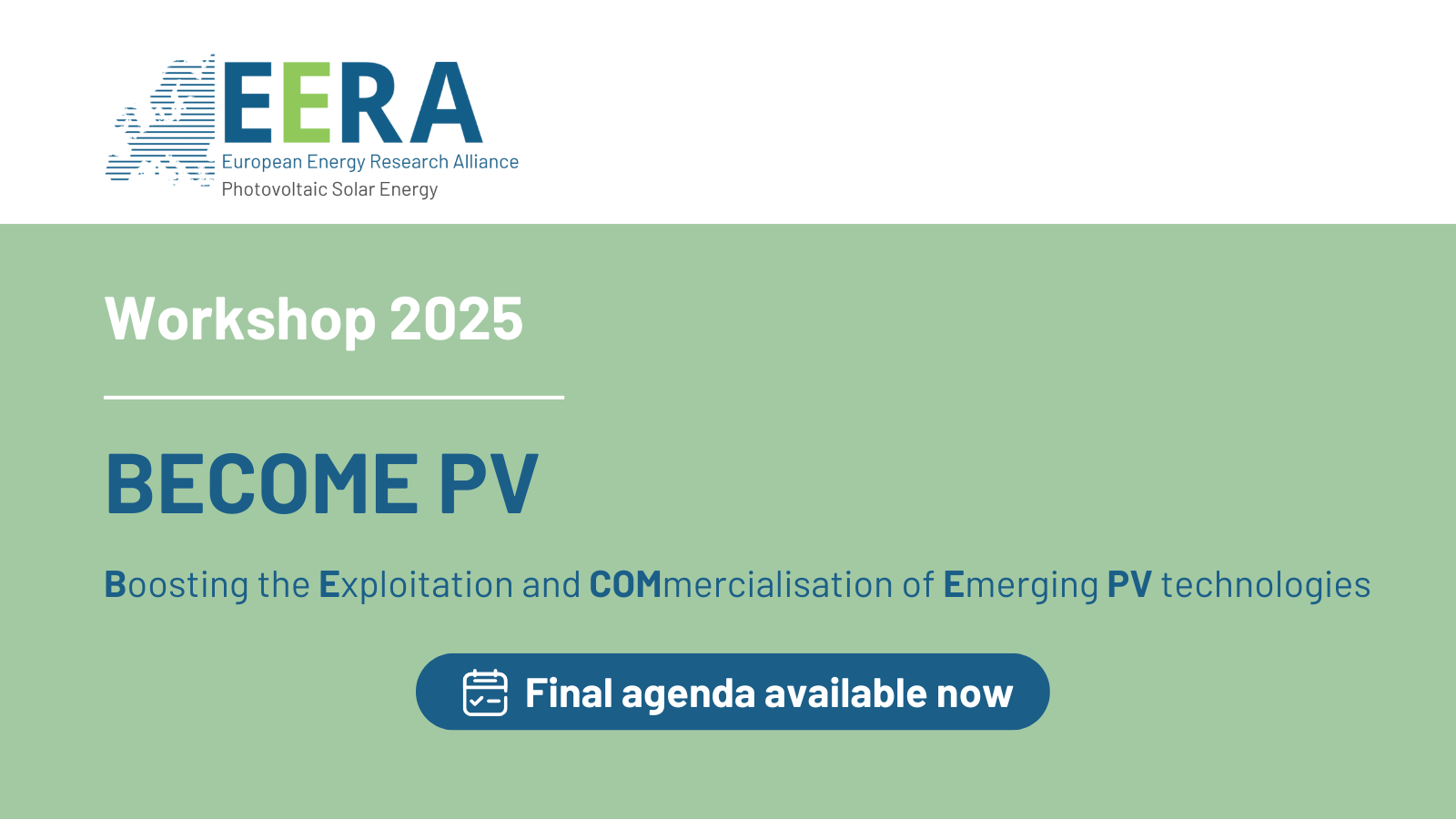 Agenda for BECOME PV Workshop is now live!